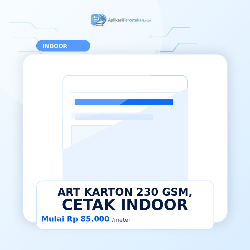 ART KARTON 230 GSM, CETAK INDOOR